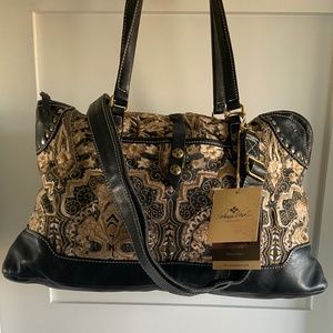 Patricia Nash Italian Folklore Overnight Travel Satchel Duffle Bag w/ Embroidery